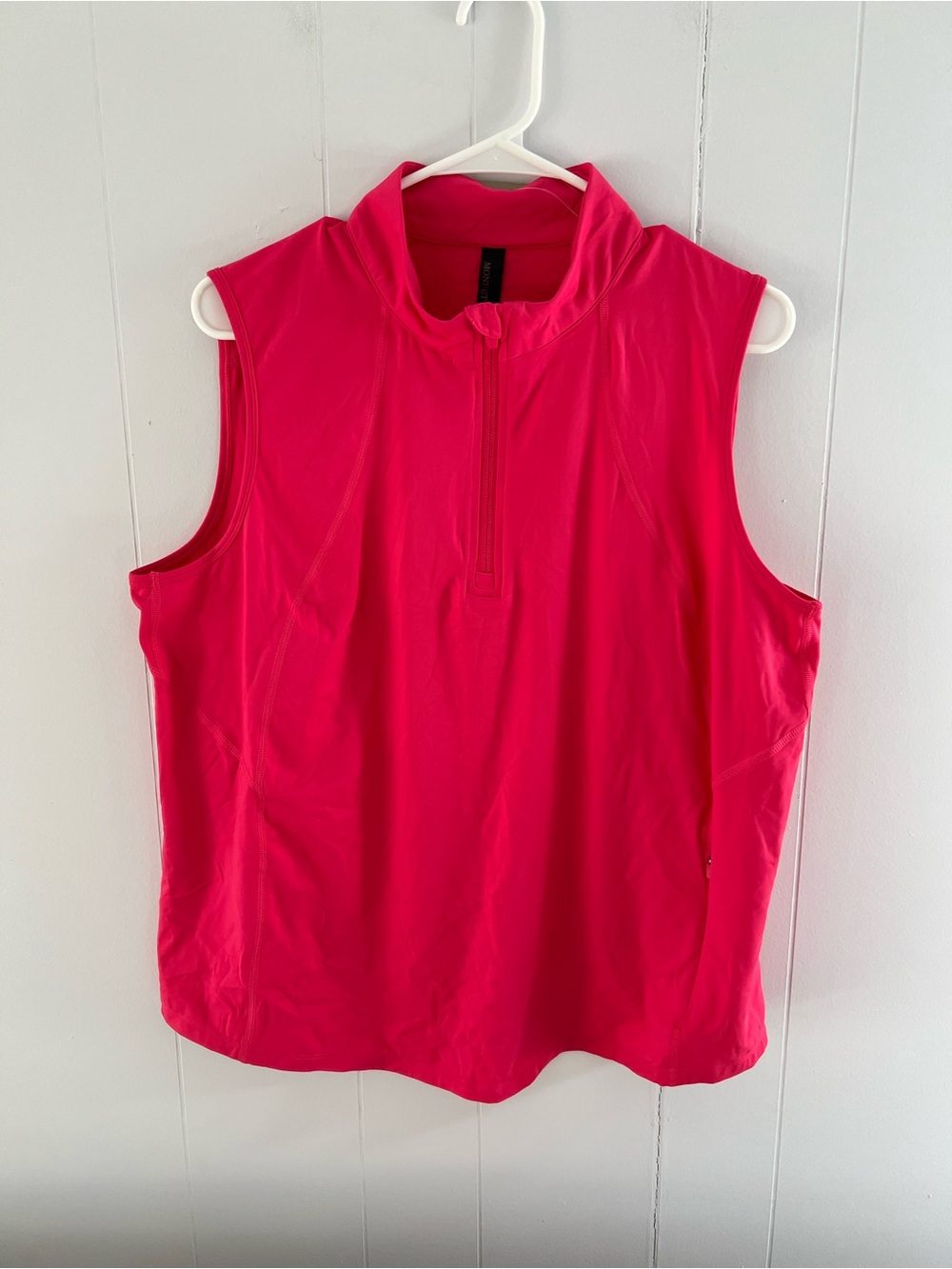 Mondetta Sleeveless Half-Zip Athletic Tank - Bright Pink #222